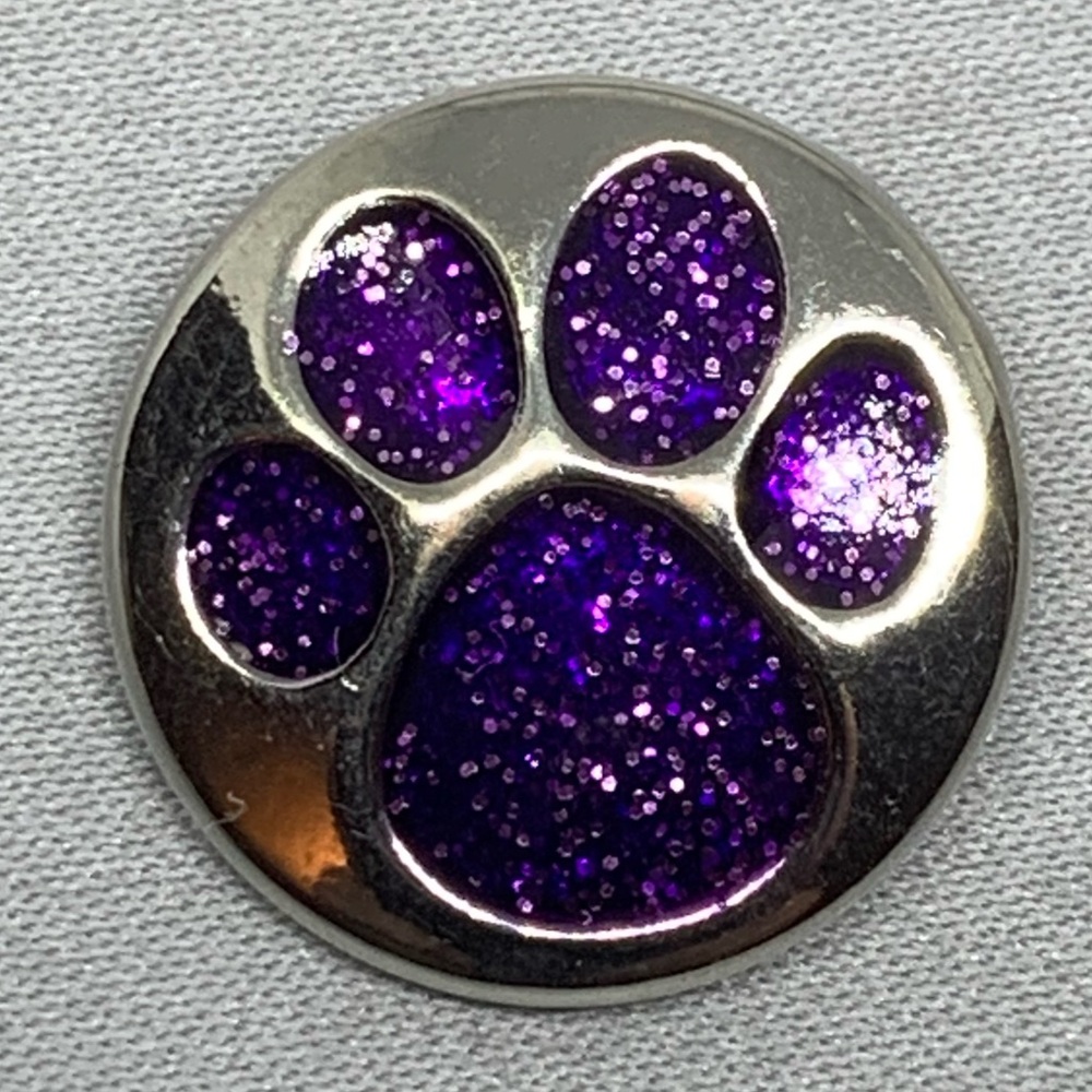 Purple Paw Print - Snap Button Charm